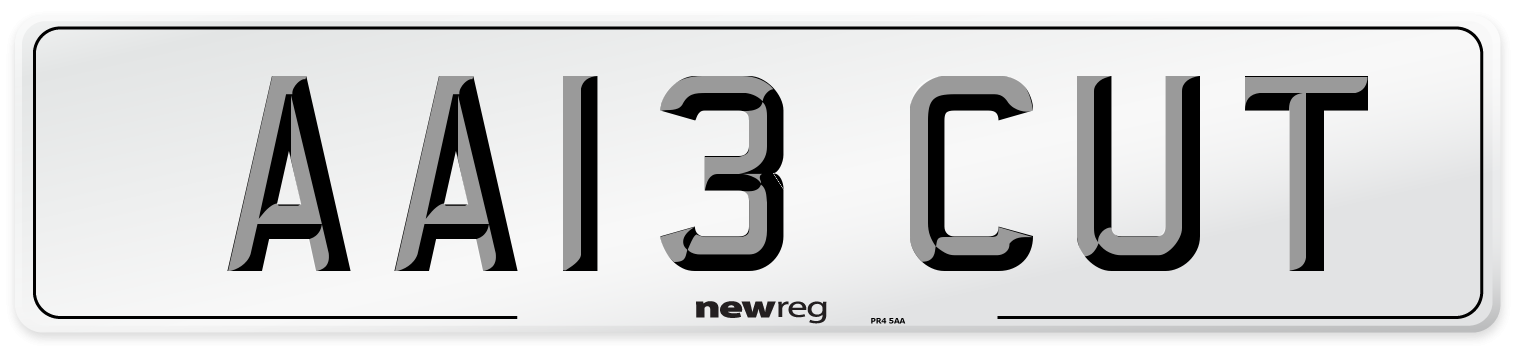 AA13 CUT Number Plate from New Reg
